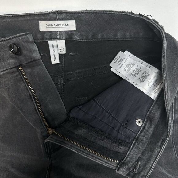 Good American Jeans 4 27 Good Legs Crop Skinny High Rise Black Denim Distress - Picture 9 of 12